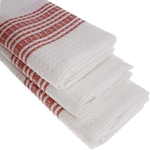 Piqué Tea Towel in Gastronomy Quality, 100% Cotton, 70 x 50 cm high quality Waffle, Colour: Red/White