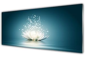 Tulup Impression sur Verre de 125x50 cm - Image - Tableau - Photo décorative panoramique - Floral Fleur De Lotus