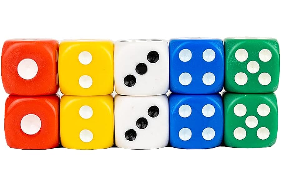 Storm&Lighthouse 10 Pack Six-Sided Dice Coloured Dice Game D6 Set Smoother Rolling No Harmful Materials 1.4cm (1)