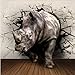 Produktbild Syssyj Kundenspezifische Fototapete 3D Lebensechte Tier Wandbild Rhino Lion Elephants Vlies Schlafzimmer Wandbild Wohnkultur Tapete 3D-200X140CM