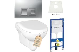 HSI-EXPERT Geberit Duofix Vorwandelement mit Bernado WC spülrandlos mit Beschichtung, Komplett-Set Delta50 chrom