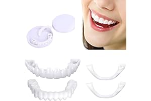 SEMINISMAR Denti Finti Dentiera Provvisoria, Denti Finti Protesi per Faccette,Protesi a Faccette Istantanee Seghettata, Superiore Inferiore Protesi a Sorriso Falso Denti (2 pezzi),Protetto dentale cosmetico