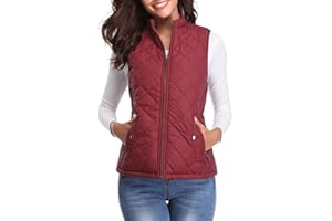 fuinloth Damen Weste mit Stehkragen Westen Steppweste Leicht Ärmellos Jacke mit Reissverschluss Taschen