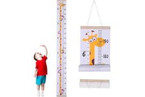 DRAFTOR Height Growth Chart, Wall Hanging Measuring Ruler for Kids, Removable Canvas and Wood Wall Ruler Bedroom Nursery Wall Decoration