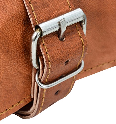 Gusti Leder nature “Jace“ Werkzeugtasche Werkzeugrolltasche Werkzeugmappe Werkzeuge Rolltasche Malutensilien Hülle Ledertasche Näh und Strickzubehör Tasche Ziegenleder Vintage Braun A121b - 6