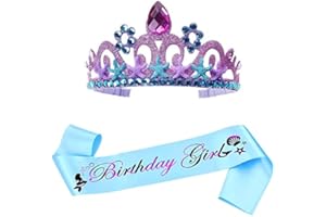 SIEBOLD Corona da Sirena Gioielli per Bambini Set, Diadema Principessa,Accessori per Vestire la Sirena Set,per Feste per Bambini, Cosplay, Ragazze, Feste di Compleanno