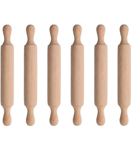 Lot De 6 Mini Rouleaux à Pâtisserie En Bois - Pour Enfants - Pâte à Modeler, Cookies, Pâques - 14cm