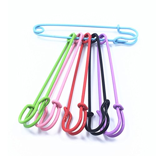 ULTNICE 6pcs Safty pins 10,2 * 1 * 0,2 cm Extra Große Bunte Sicherheitsnadel für Decken / Röcke / Kilts / Crafts (Mischfarben) - 2