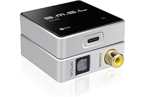 AOSHIDA SMSL PO100 2024 convertisseur audio numerique analogique XU316, Décodage MQA USB vers Toslink Coaxial/Optique Audio Adaptateur, Petit adaptateur de câble USB à Coaxial pour Téléphone/PC (Argenté)