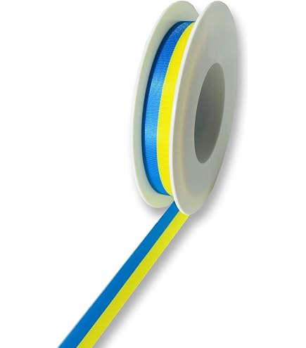 Set Satinband Ukraine-Farben: Gelb & Aquablau, 6 Rollen à 22 M (6,12,25 Mm Breite), 132 M Gesamt