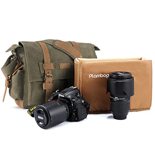 Preisvergleich Produktbild Plambag Segeltuch DSLR SLR Kameratasche multifunktionale Messenger Tasche(Armee Grün)