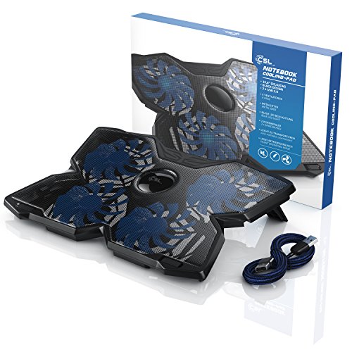 CSL – 15,6 Zoll Notebook Cooling-Pad Silent | Laptop Kühler/ Lüfter / Kühlpad | Silent Cooling System | 2x USB-Port Typ A | robuste Metallgitter Oberfläche - 4