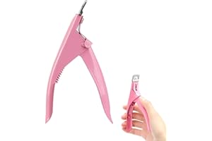 DOETYD Nail Cutter Clippers for False Acrylic Nails Nail Edge Tip Trimming Tool Stainless Steel Rustproof for Acrylic Nails and Extensions, Pink