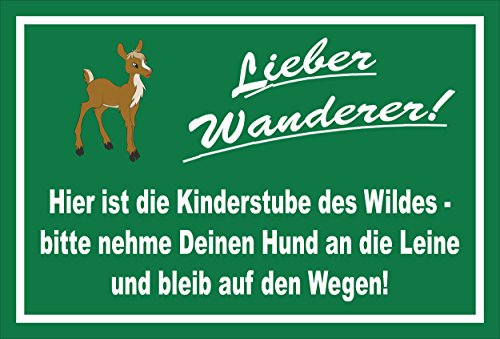 Preisvergleich Produktbild Schild - Wanderer - Hunde anleinen - auf Wegen bleiben - 30x20cm / stabile 3mm starke Aluminiumverbundplatte – S00359-060-E +++ in 20 Varianten erhältlich