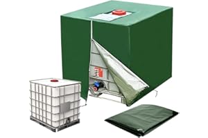 AVCXEC Bâche Réservoir deau IBC, 120x100x116cm Housse Protection Réservoir dEau avec Fermeture Éclair, Housse Cuve 1000l Anti UV Adaptée Au Réservoir dEau de Pluie de Conteneur Réservoir IBC, Vert