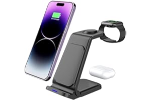 BAYITE 3 in 1 Kabelloses Ladegerät,Wireless Charger für iPhone 16 15 14 13 12 11 Pro Max, Apple Watch 10 9 Ultra 8 7 6 SE 5 4 3 2/AirPods Pro 4 3 2