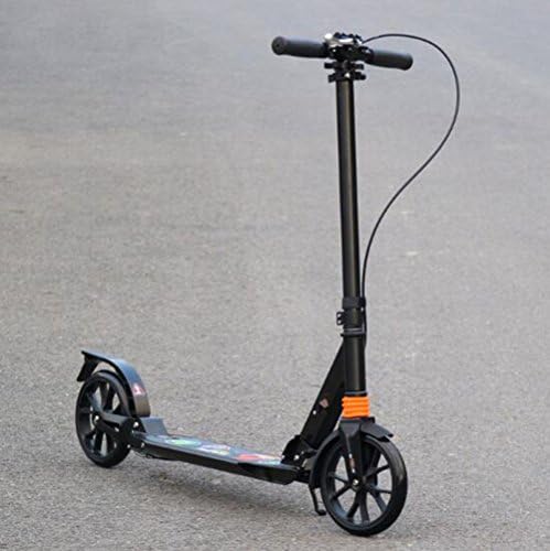 ZHXUANXUAN Two - Wheeled Handbrake Adult Scooter Lengthened Long Wheel Double Damping Folding Scooter Child,Black-OneSize