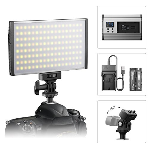 ESDDI Kamera/Videoleuchte LED Videolicht für Studio- oder Außenbeleuchtung, 3200K bis 5600K Farbwechsel, ultradünnes Gehäuse aus eloxiertem Aluminium ESDDI Kamera/Videoleuchte LED Videolicht für Studio- oder Außenbeleuchtung, 3200K bis 5600K Farbwechsel, ultradünnes Gehäuse aus eloxiertem Aluminium