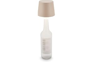 BRILONER - Rechargeable Bottle lamp with Touch, dimmable, Warm White Light Colour, LED lamp, no Cord, Bedside, Battery, Outdoor, Camp Light, 10,5x11,5 cm, Beige