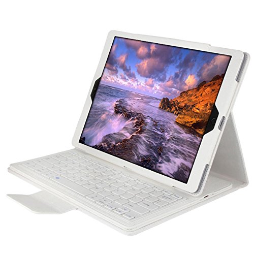 iPad Pro Bluetooth Tastatur Hülle Fall Keyboard Case Magnetisch Abnehmbare Versteckte drahtlose Wireless Bluetooth Tastatur-hülle intelligente Kasten-Halter PU-lederner Foliostandplatz-Abdeckung Litschi Getreide für Apple iPad Pro 12,9 Zoll 2015 Ausgabe (Weiß) - 3