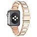 Produktbild AISPORTS iWatch-Armband für Apple Watch, 38 mm, Keramik, Edelstahl, Splice Design Smart Watch, Ersatzarmband mit Schnalle, Schließe für 38 mm Apple Watch Serie 3/2/1 42 mm Rose Gold/White
