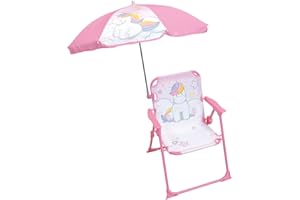 FUN HOUSE jednorożec krzesło składane kempingowe z parasolem Wymiary : H.38.5 XL.38,5 x P.37,5 CM + parasol Ø 65 cm dla dzieci