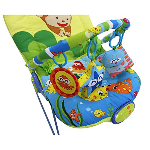 Vibrierende Babyschaukel mit Musikfunktion – verstellbarer Schaukelsitz mit einem Bogen und Lernspielzeugen - 3