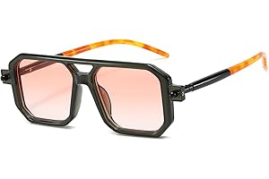 LJCZKA Retro kwadratowe okulary przeciwsłoneczne z lat 70. dla mężczyzn i kobiet klasyczny styl pilot podwójny kwadratowy mostek