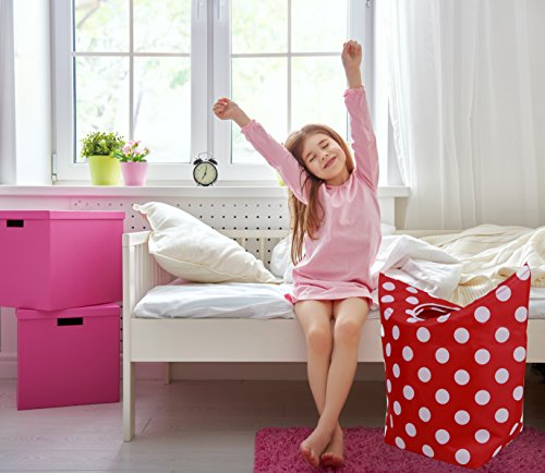 Polka Dots Rot Wäschekorb Wäschesammler Robust Kinderfreundlich 40L - 2