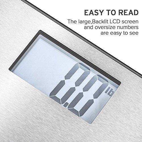 Etekcity Digitale Personenwaage Körperwaage Gewichtswaage Digitalwaage mit Edelstahloberfläche im Badezimmer, 5kg-180kg, Slim Design, Silber - 3