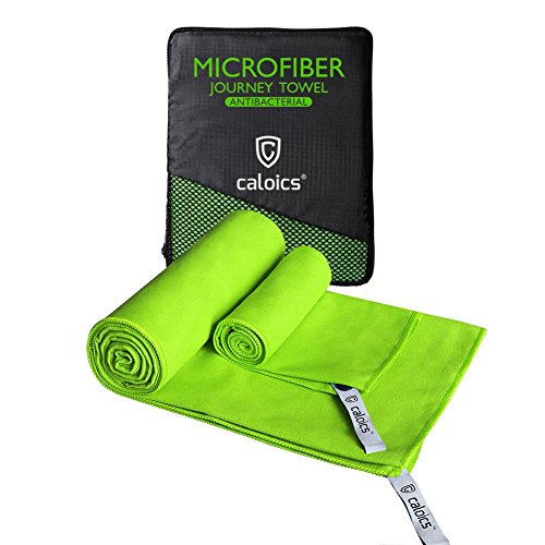 Mikrofaser Handtücher,Caloics® leichtes, schnell trocknendes saugfähiges&Antibakterielles Deodorant Mikrofaser-Badetuch 130 x 80 cm und 60 x 38cm für Reisen,Bad und Sport