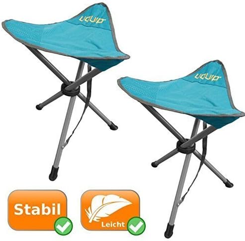 Set Of 2 Tripod stool, XL - height up to 100kg durable, folding, ideal for Camping, Outdoor activities, as Fishing chair or for Festival, 950g Net weight, Lightweight stool + 2 Carrier bags, blue
