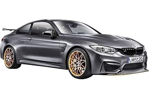 MAISTO - BMW M4 GTS Met Flat Grey Die-Cast Model Car, 1:24 Scale, Opening Doors, Display Stand Included, Official Licensed Performance Replica, Recommended age 3+ years