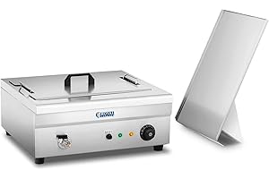 Royal Catering Friteuse à Beignets 18 l, 230 V, 3200 W, 60-200°C, Panier 227 x 379 x 87 mm, Élément Amovible, Tablette, Couvercle, Inox Churros Donuts Professionnel