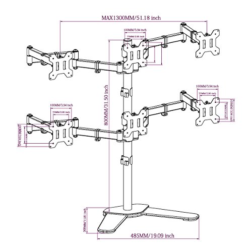 Suptek ml68126 Hex 6 Sechs Computer-Monitor Bildschirm freistehend Schreibtisch Ständer Halterung Setup Robuste, verstellbare bis zu 15,2 x 68,6 cm Displays neigbar schwenkbar Drehen - 8