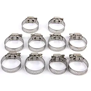 SSKR Stainless Steel Adjustable Gas Pipe Hose Pipe Clamps 10 Pcs Pack (Safety Clips)