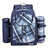 Eono by Amazon - Sac isotherme à dos pour pique-nique pour 4 personnes avec ensemble de vaisselle et couverture