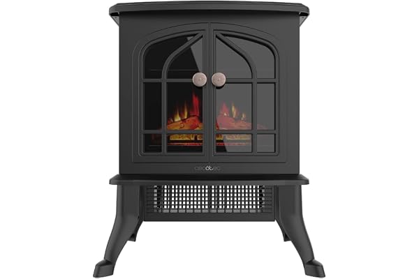 Cecotec Cheminée Électrique sur Pied ReadyWarm 2000 Flames. 2000 W, 2 Niveaux de Puissance, Thermostat Réglable et Contrôle Indépendant des Flammes, Zone de Couverture 25 m2