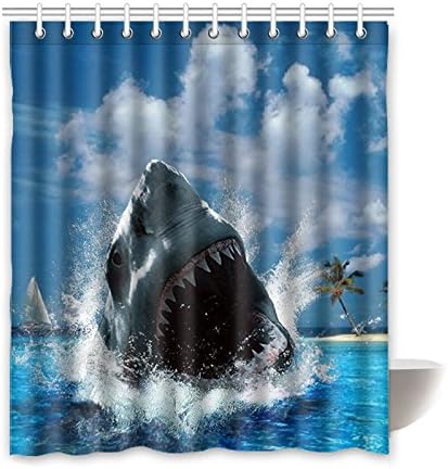 Custom Shark(3) Shower Curtain 60"(W) x 72"(H) Inches Waterproof Polyester Fabric ,One-side Printing (12 Holes)