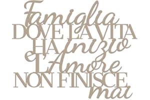 DECLEA HOME DECOR Scritta in Legno Frase da appendere parete, Targa e Cartello in legno Decorazione per la Casa Arredo, Frase da appendere in Legno Amore Casa