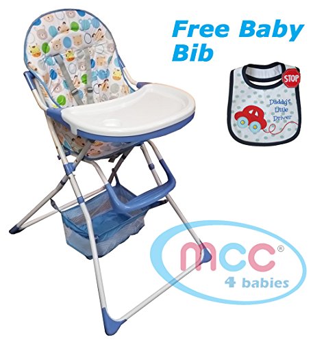 MCC Foldable Blue Baby High Chair feeding Highchair With Extra Tray