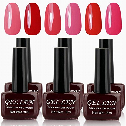 Gellen Soak off Gel Nagellack UV Gel Led Nagellack 6 verschiedene Farben (6pcs×8ml) Set 47