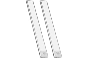 Milpoel Under Cabinet Kitchen Lights, Motion Sensor Cupboard Lights, USB Rechargeable Night Light with Magnetic Strip for Wardrobe, Closet, Stairs (White Light, 40cm-2 Pack)
