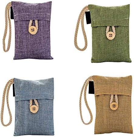 YoiYee Activated Carbon Air Purifying, Freshener, Deodorizer Bags Bamboo Charcoal Deodorizer Bag for Bedroom, Kitchen, Fridge, Closet, Car, Pet, Shoes, Basement (Pack of 4)