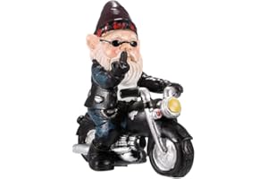 ASYINXSON Gartenzwerg Motorrad Zwerge, Wasserdicht Sonnenschutz Gartendeko für den Garten, Gartenfiguren aus Kunstharz Gartenwichtel Gartendeko, Motorrad Geschenke für männer, Deko für den Balkon(13.5x12cm)