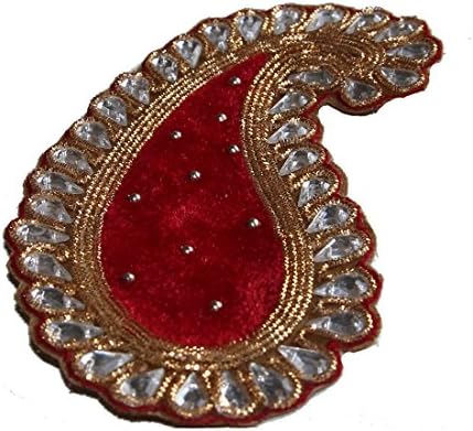 Maha Ranis Applique Patch Paisley Shape for the orient Look Velvet 7 cm x 12 cm -  Purple - One size