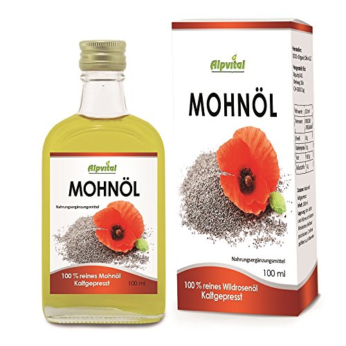 Preisvergleich Produktbild Alpvital Mohnöl 100% rein kaltgepresst 100ml - Cholesterinspiegel Knochen Zähne