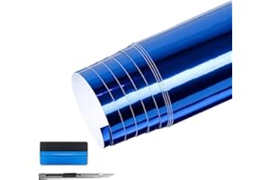 NewL Film Autocollant en Vinyle Bleu Miroir Brillant - sans Bulles - pour Voiture, vélo - 30 cm x 150 cm