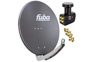 FUBA VERTRIEBS-GMBH Fuba DAA 780 A 74x84cm Satellitenschüssel Alu Antratzit LNB Quad SAT zum Direktanschluss von 4 Teilnehmern 8X F- Stecker