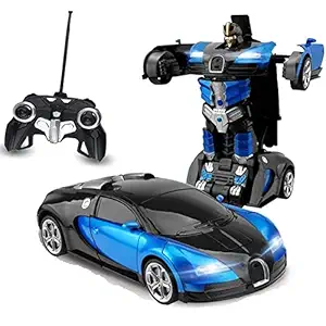 E Royal Shop Car to Robot Converting Transform Toy for Kids with Bright Lights and Music (Red and Blue)